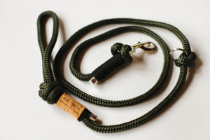 Muskoka Moss Rope Leash - Black Accent